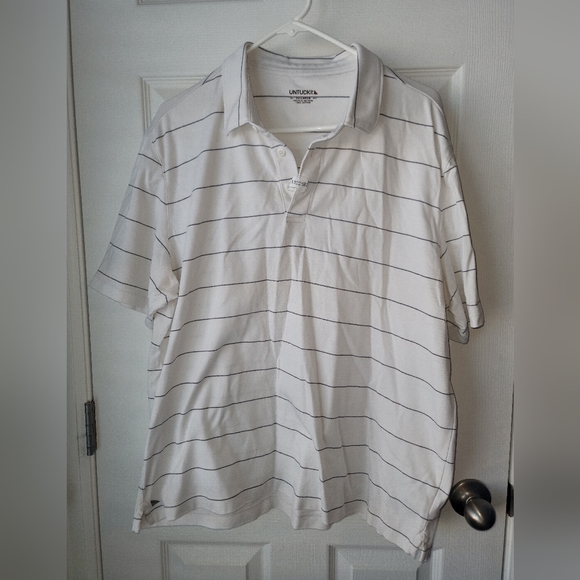 UNTUCKit Other - Untuckit White Horizontal Strip Short Sleeve Collared Golf Polo Mens Sz 2XL